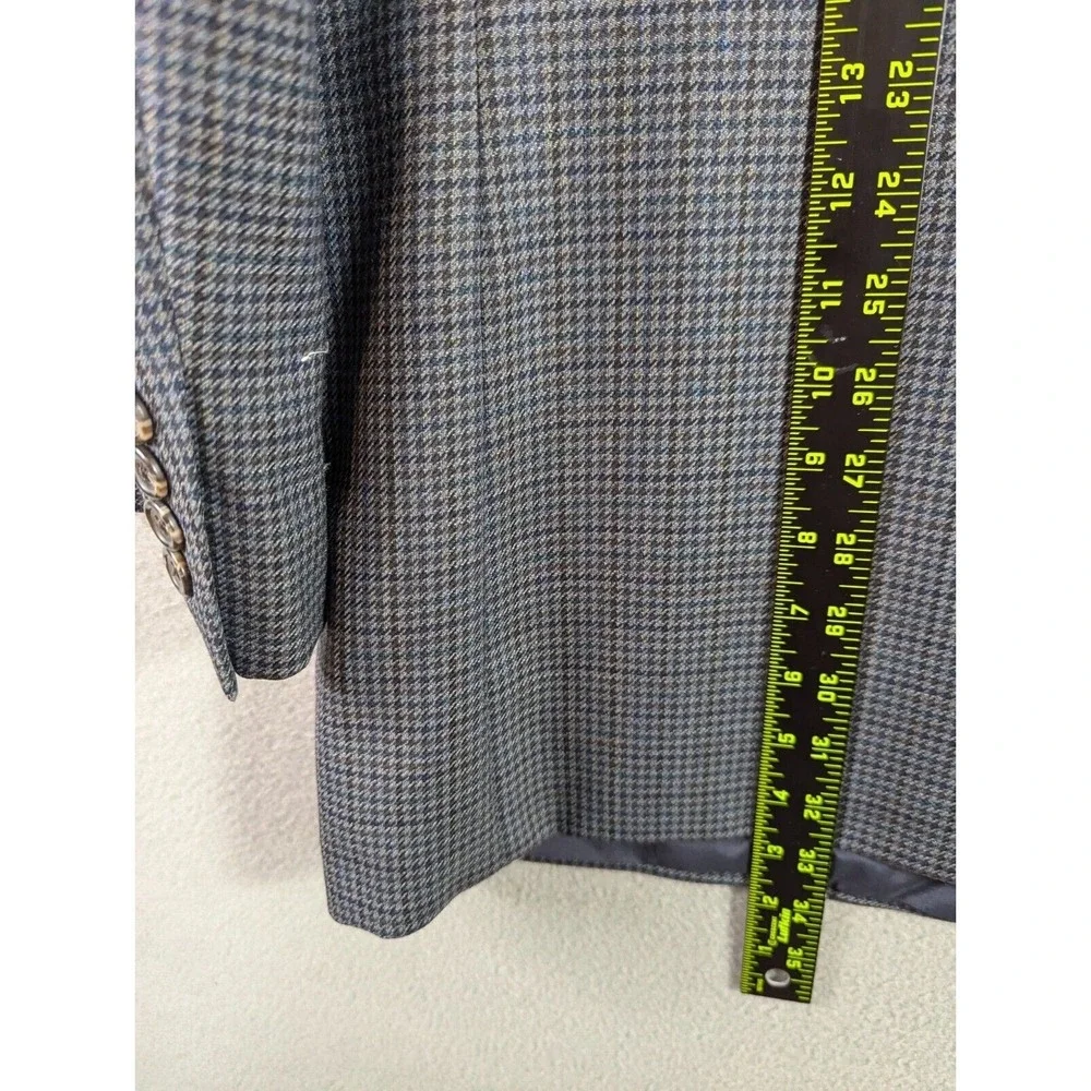 Lauren Ralph Lauren Blazer Mens Size 46L Gray Wool Houndstooth Corpcore Academia